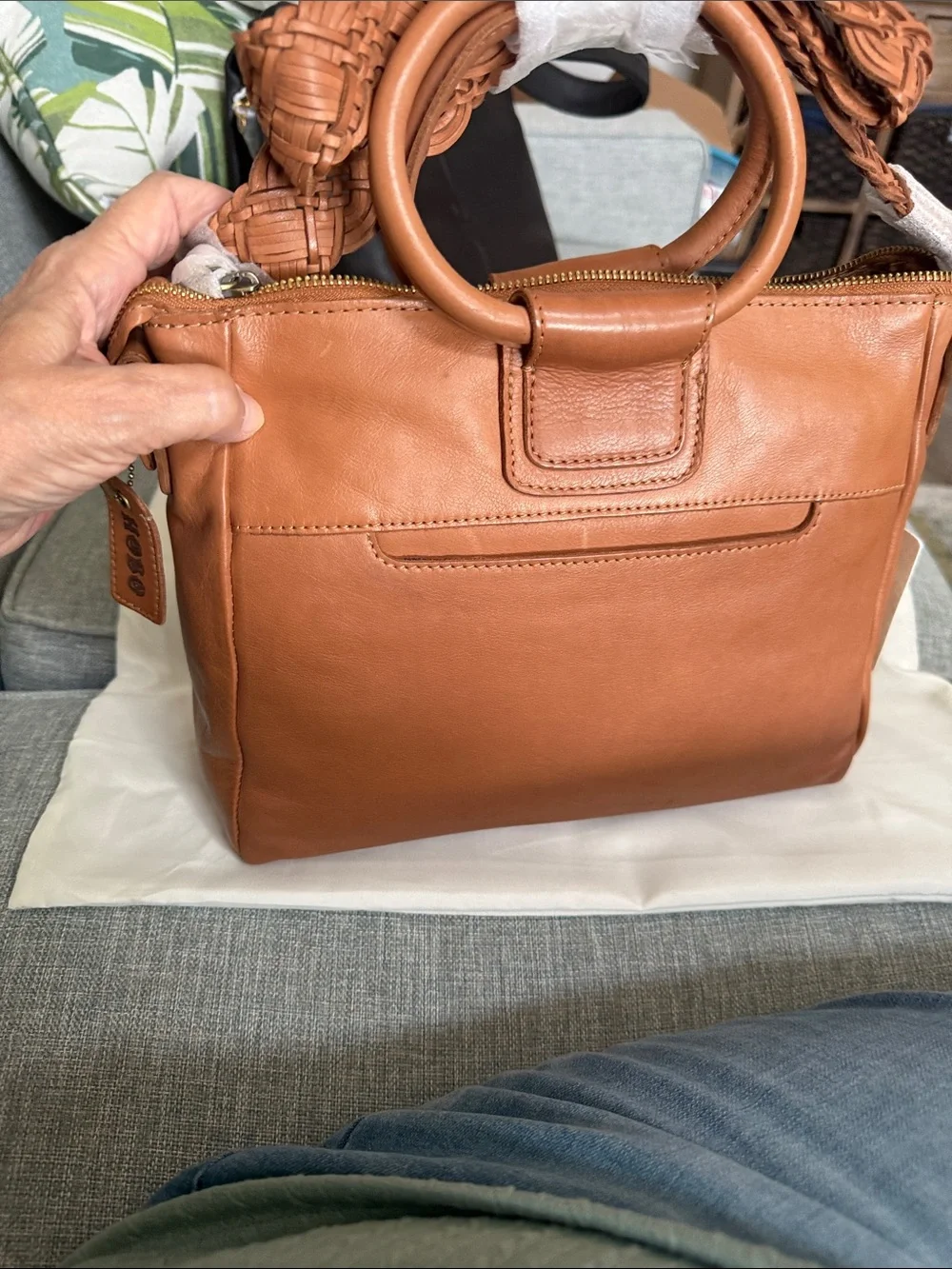 HOBO Medium Sheila Woven Detail Leather Top-Handle/Crossbody Bag - Harvest Wheat